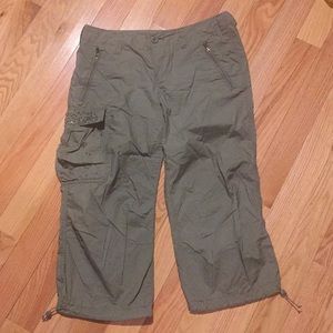 Express green cargo Capri pants with studs
